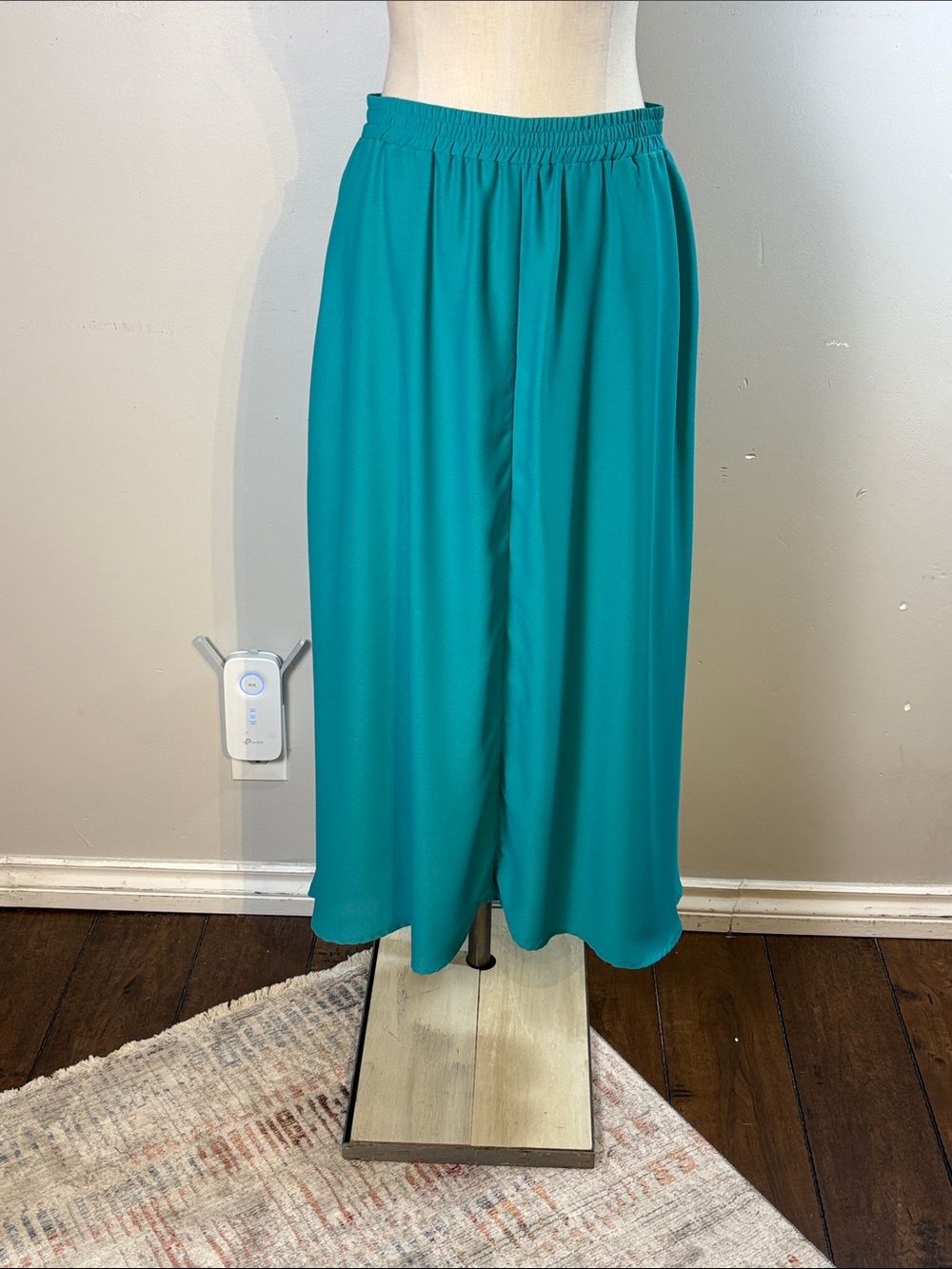 Sympli Teal Elastic-Waist Midi Skirt size 10